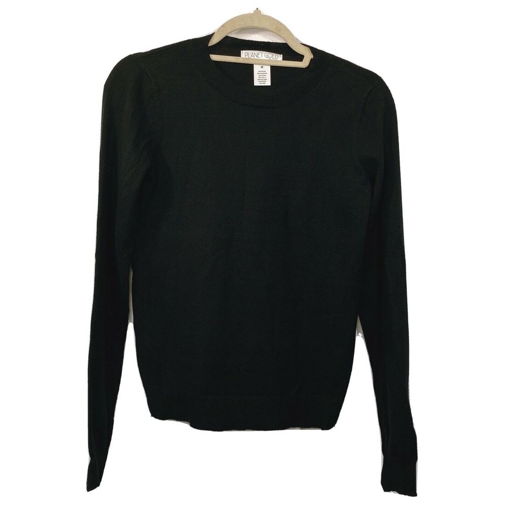 Planet Gold Junior Black Crew-Neck Knitted Sweater